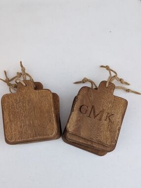 Pottery Barn Engraved Wood Coaster Set